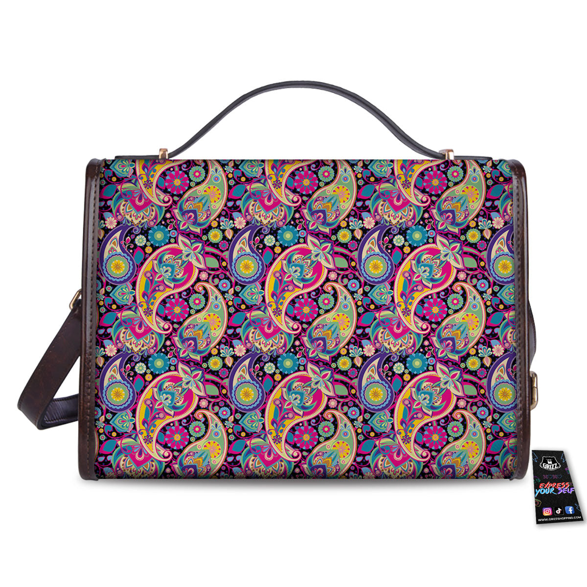 Blue Pink And Green Paisley Print Women's Satchel Bag