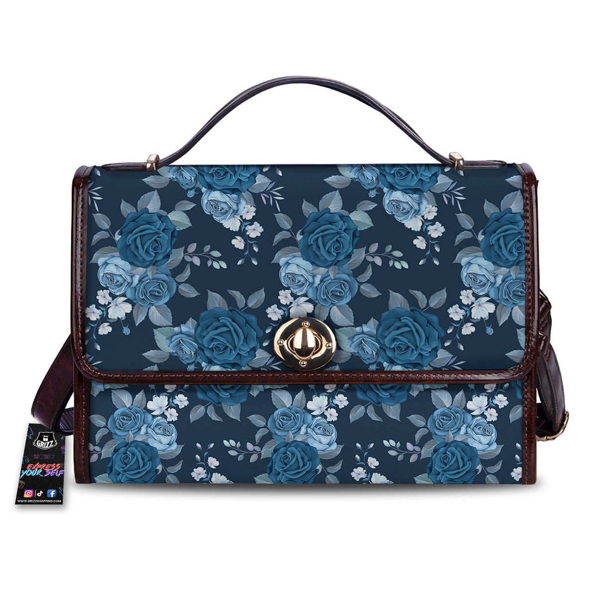 Blue Rose Royal Print Pattern Women's Satchel Bag
