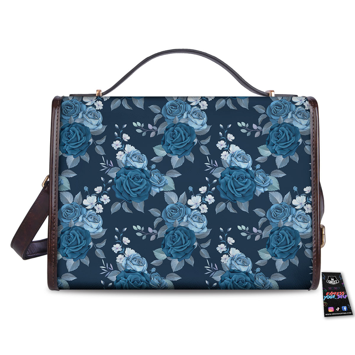 Blue Rose Royal Print Pattern Women's Satchel Bag