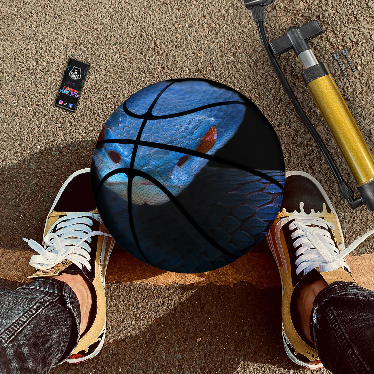 Blue Viper Snake Print Basketball