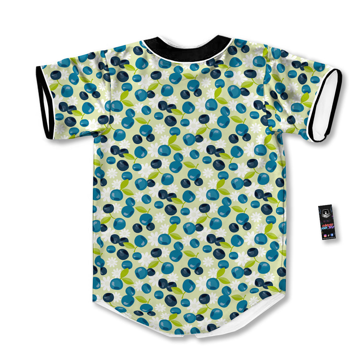 Blueberry And Daisy Print Pattern Baseball Jersey-grizzshop