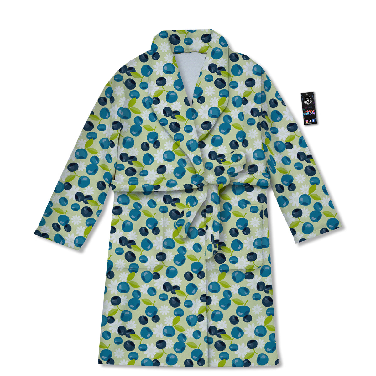 Blueberry And Daisy Print Pattern Bathrobe-grizzshop