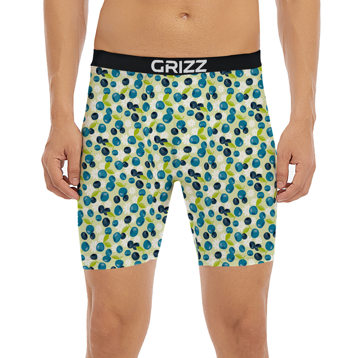 Blueberry And Daisy Print Pattern Boxer Briefs-grizzshop