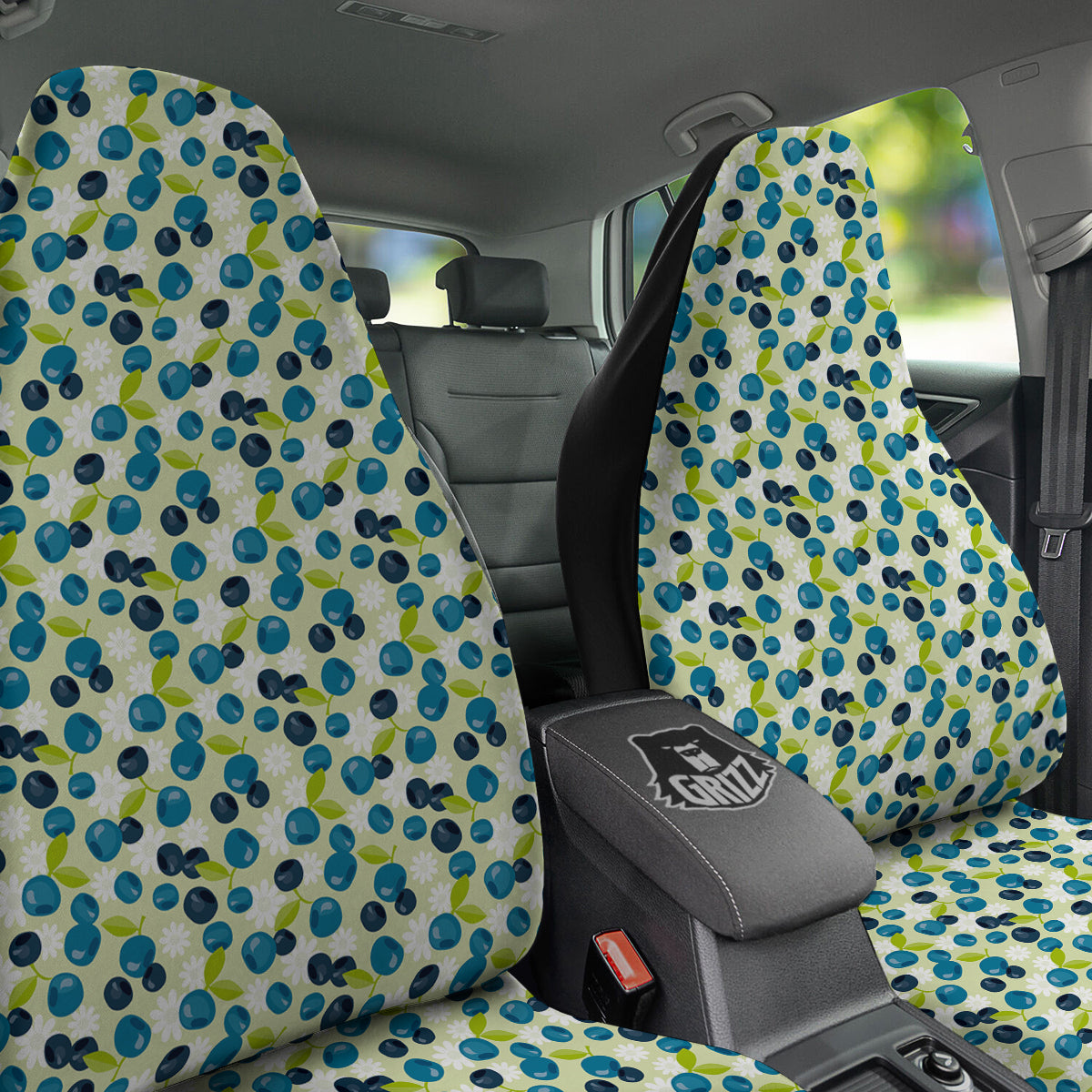 Blueberry And Daisy Print Pattern Car Seat Covers-grizzshop