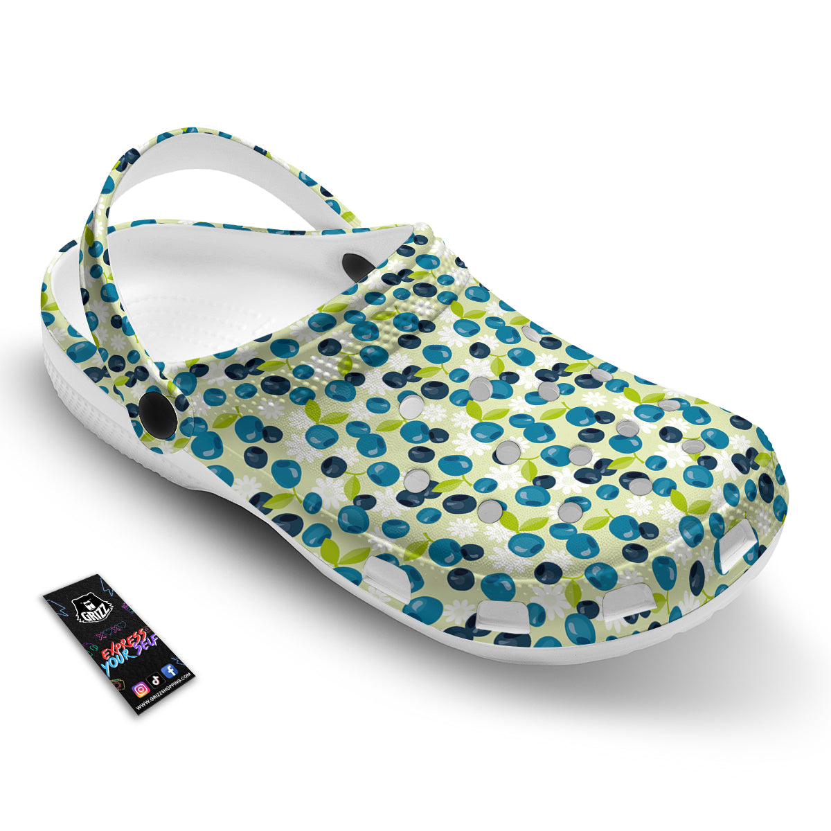 Blueberry And Daisy Print Pattern Clog-grizzshop