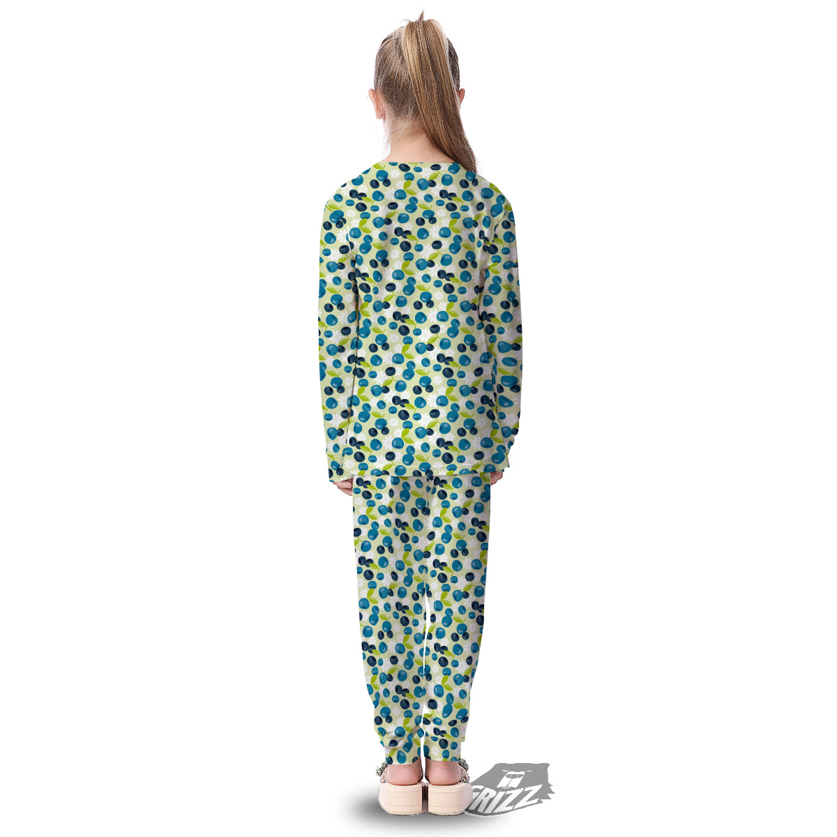 Blueberry And Daisy Print Pattern Kid's Pajamas-grizzshop