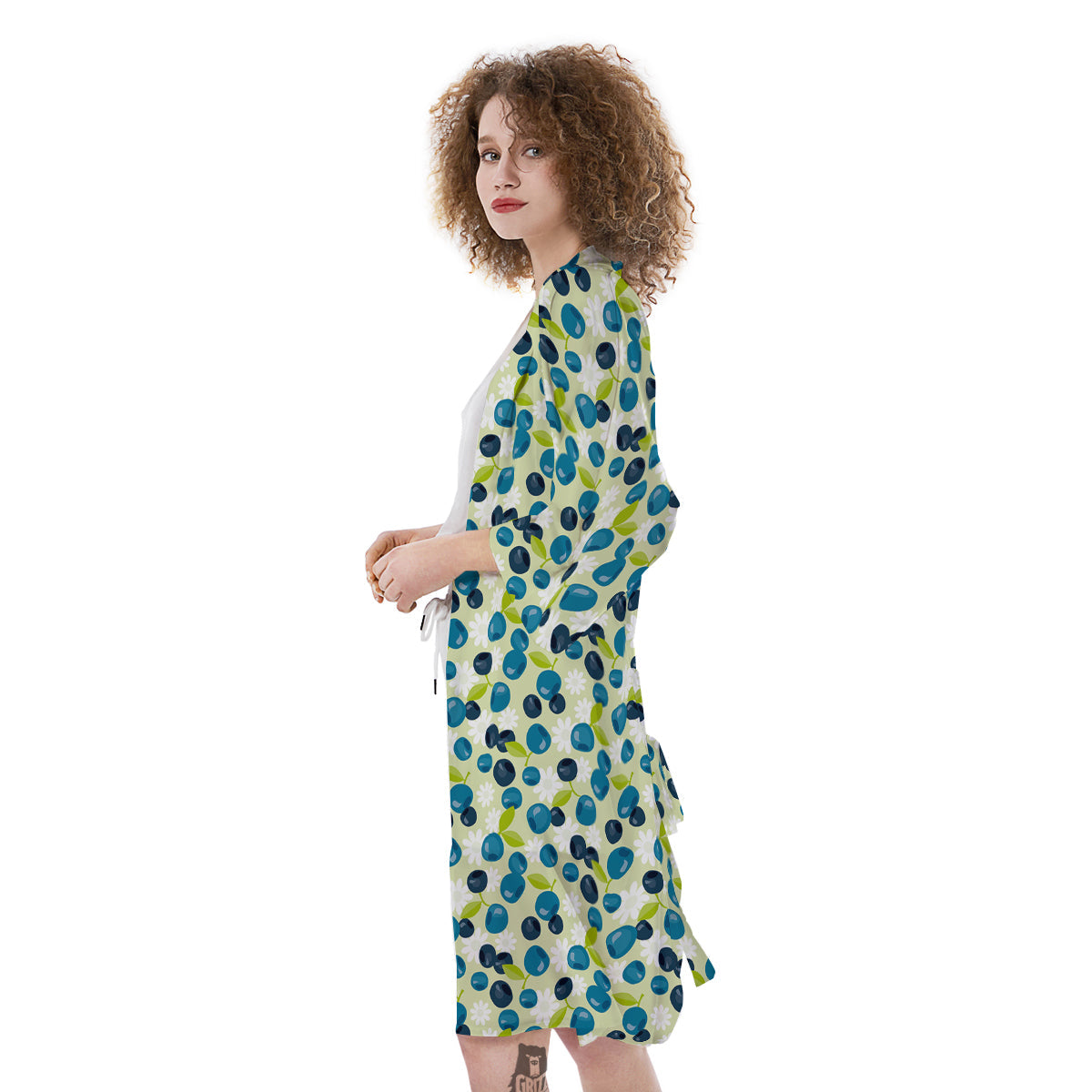Blueberry And Daisy Print Pattern Kimono-grizzshop