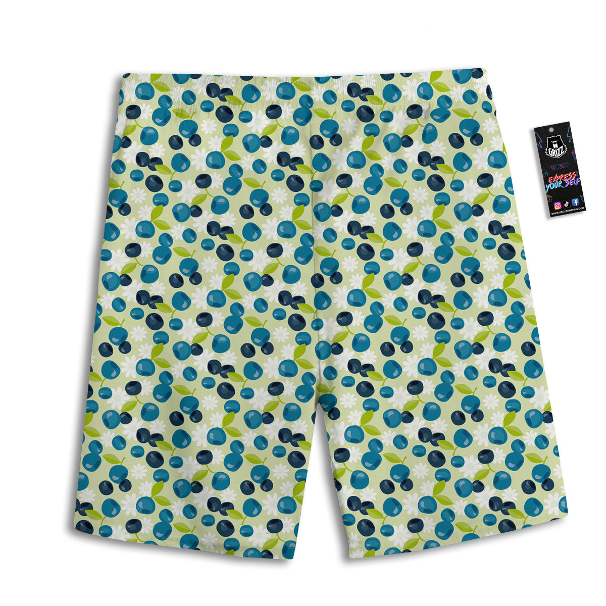 Blueberry And Daisy Print Pattern Men's Athletic Shorts
