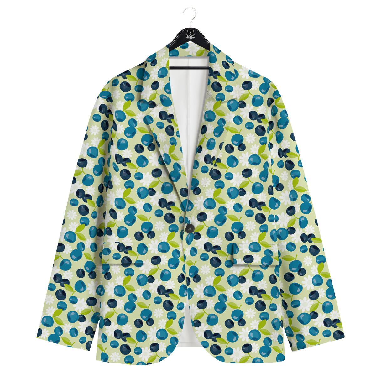 Blueberry And Daisy Print Pattern Men's Sport Coat-grizzshop