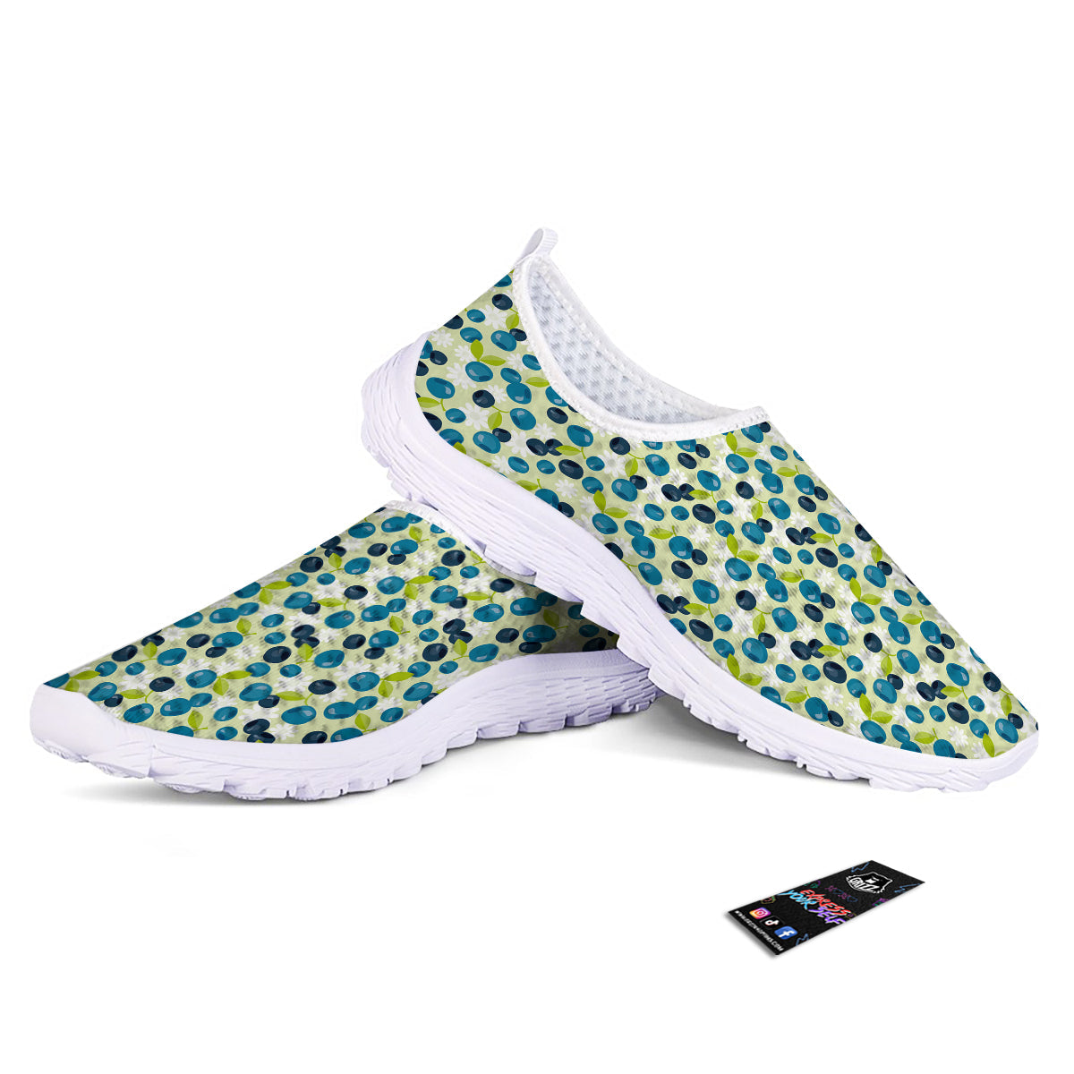 Blueberry And Daisy Print Pattern Nurse Shoes-grizzshop