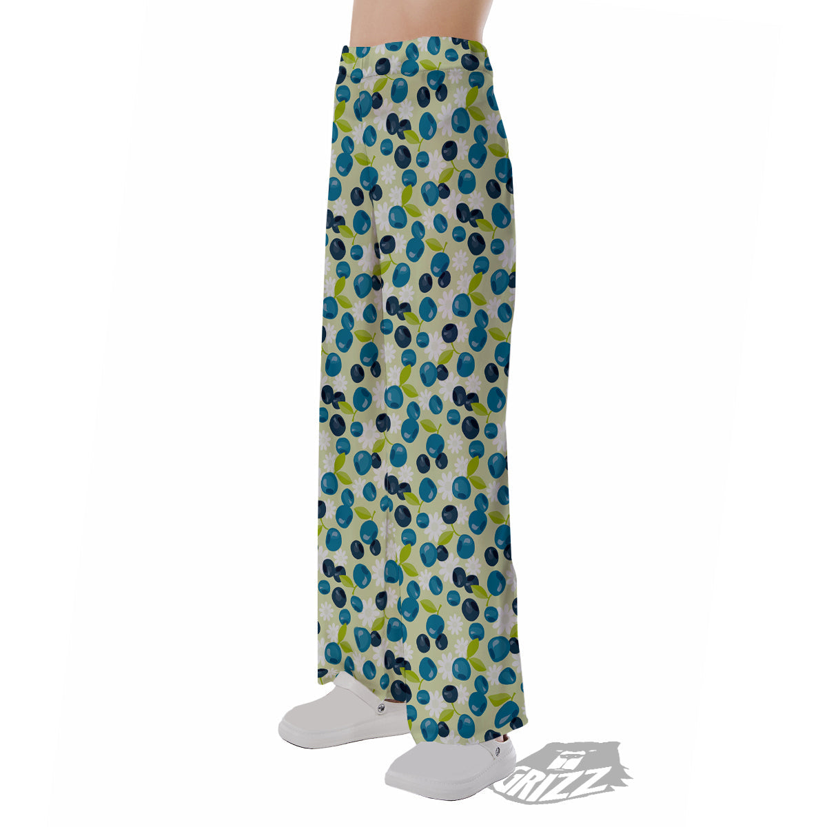 Blueberry And Daisy Print Pattern Pajama Pants-grizzshop