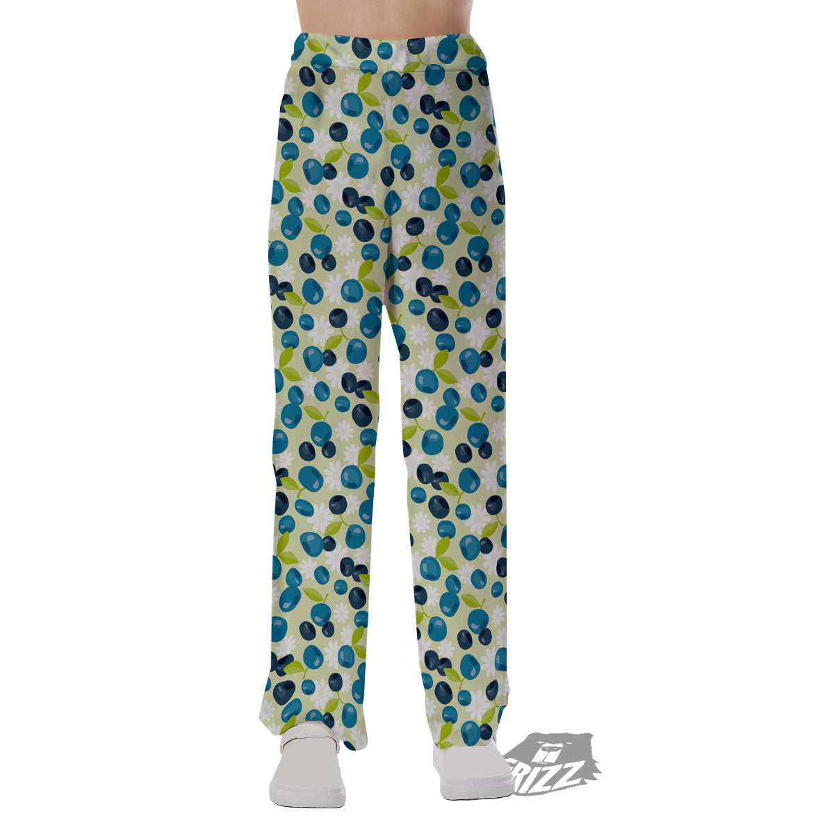 Blueberry And Daisy Print Pattern Pajama Pants-grizzshop