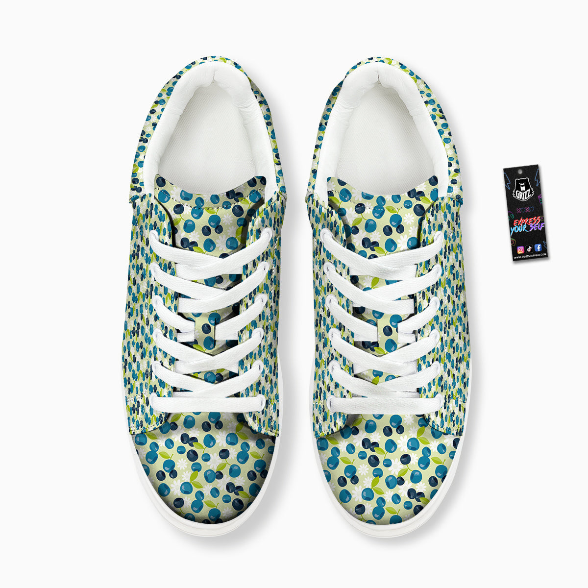 Blueberry And Daisy Print Pattern Platform Shoes-grizzshop