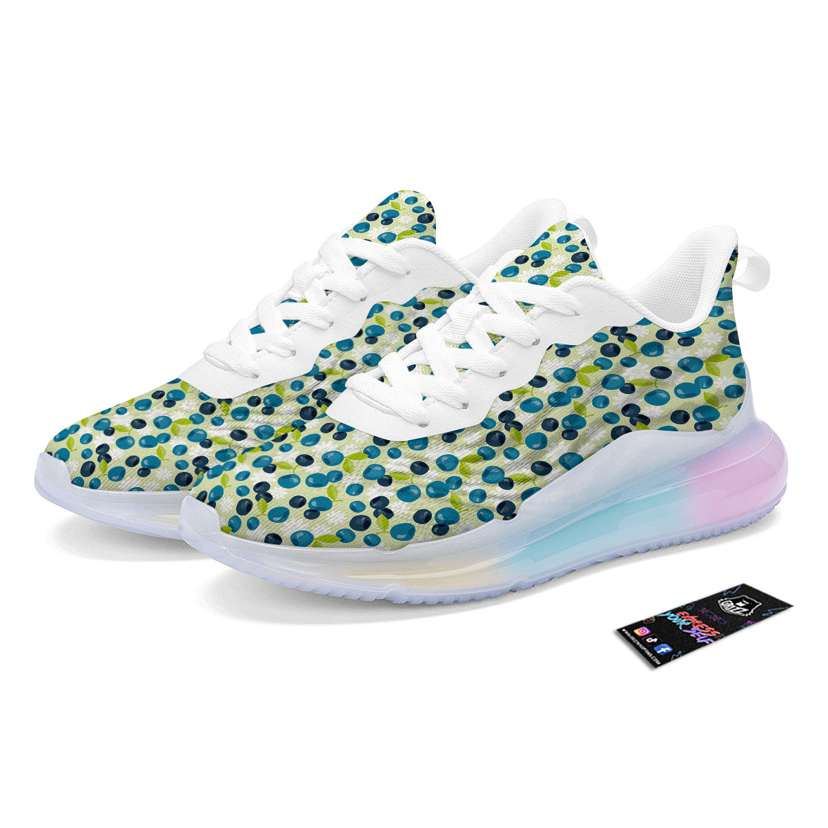 Blueberry And Daisy Print Pattern Running Sneakers-grizzshop