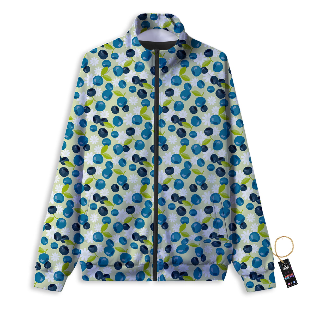 Blueberry And Daisy Print Pattern Track Jacket-grizzshop