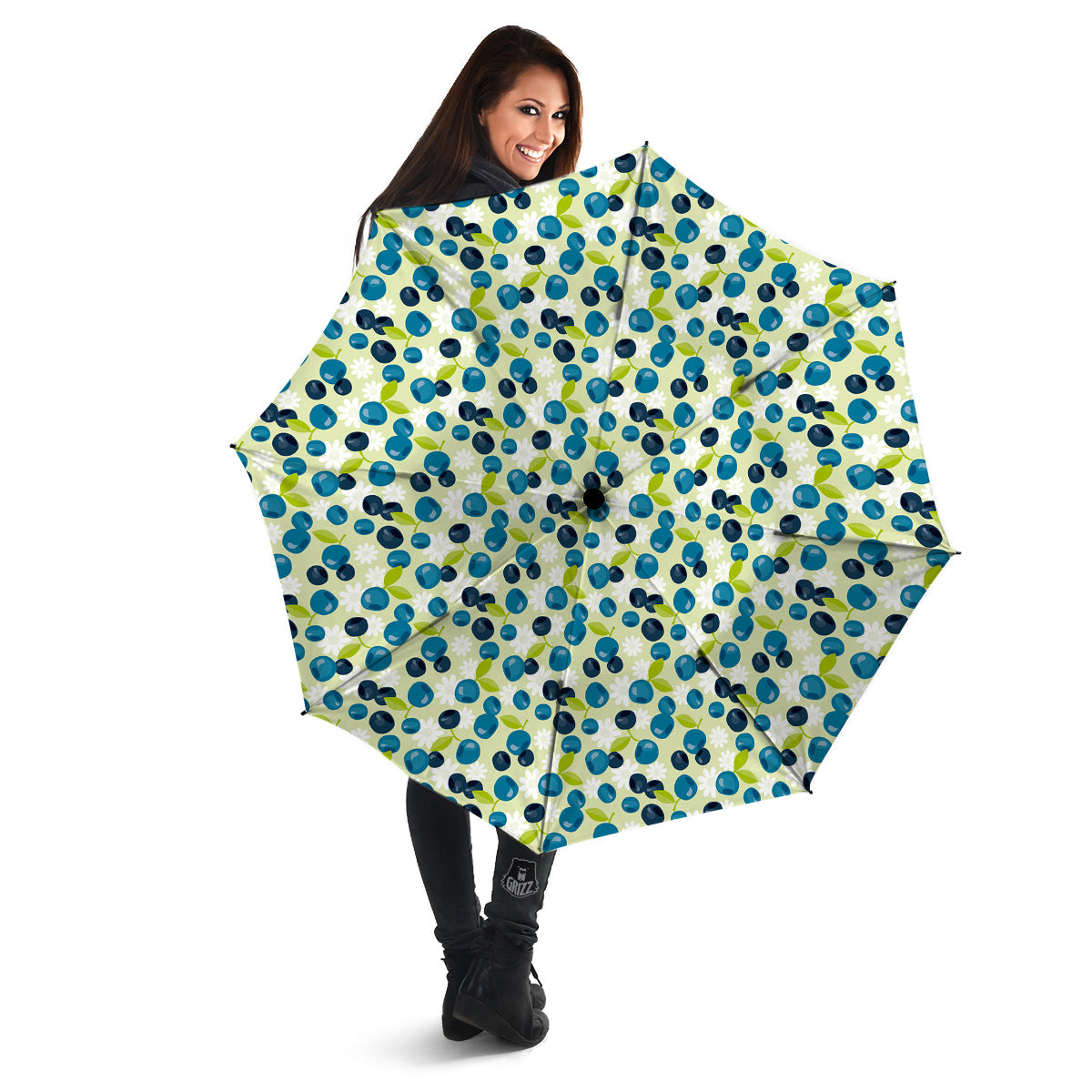 Blueberry And Daisy Print Pattern Umbrella-grizzshop