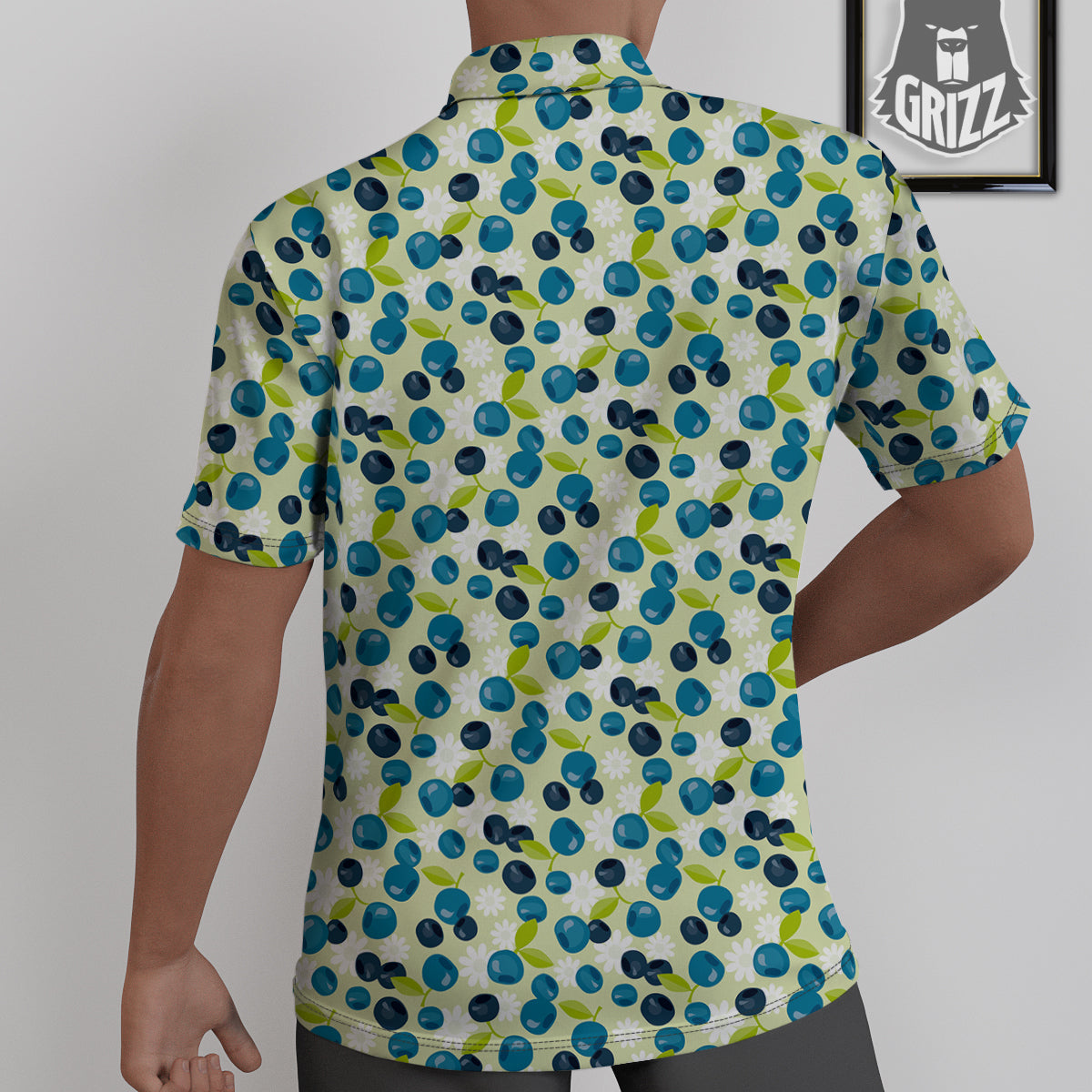 Blueberry And Daisy Print Pattern Untucked Shirts-grizzshop
