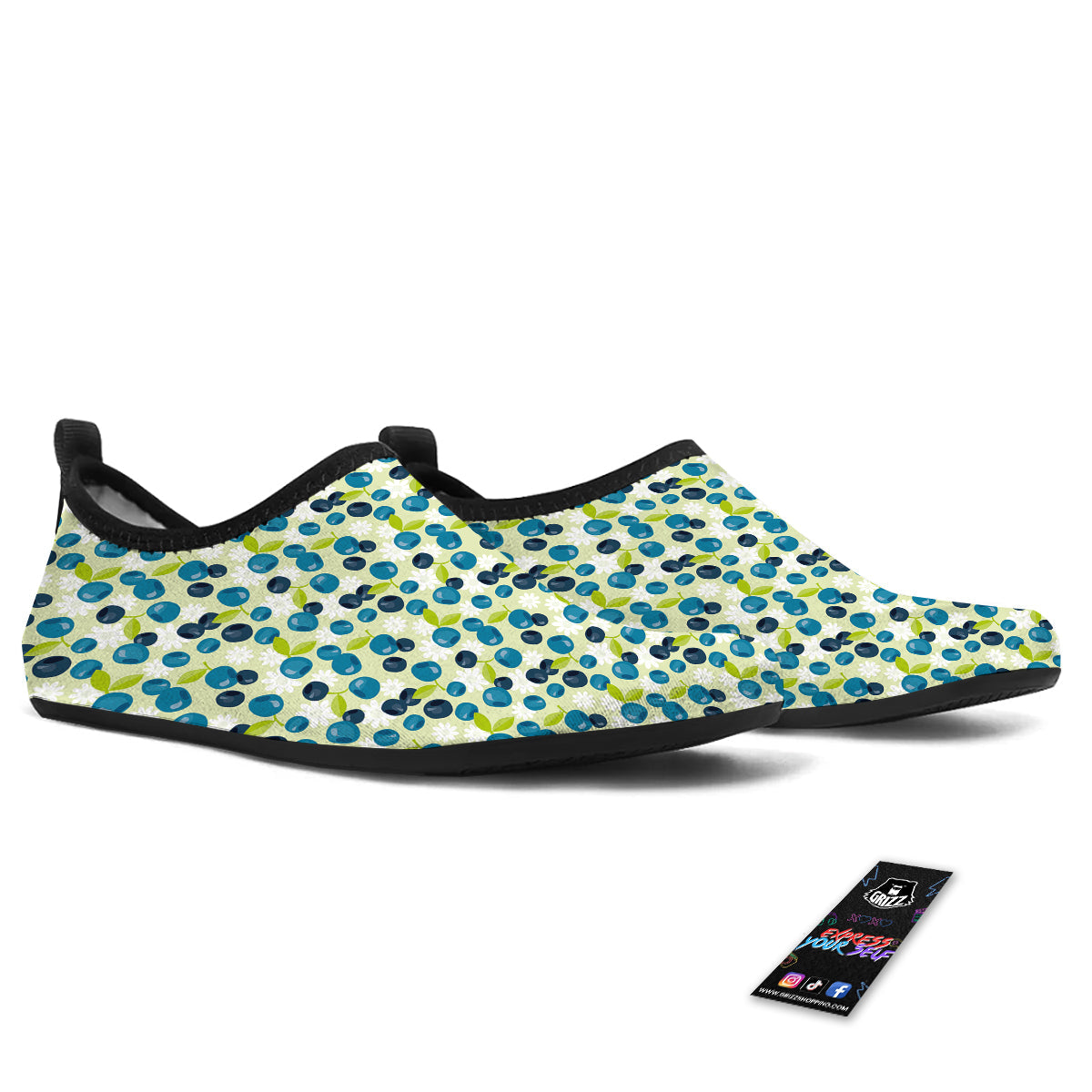 Blueberry And Daisy Print Pattern Water Shoes-grizzshop