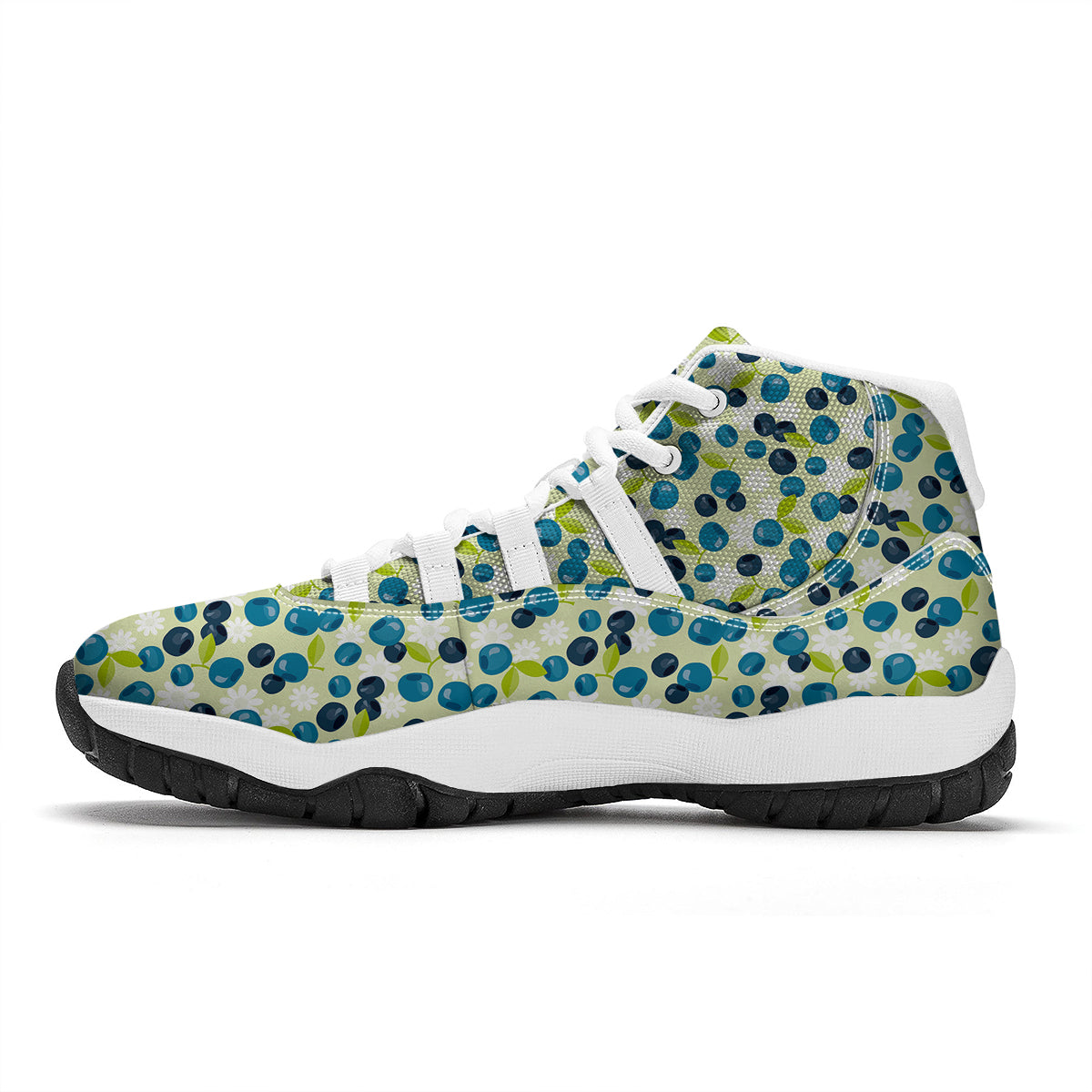 Blueberry And Daisy Print Pattern White Bball Shoes-grizzshop