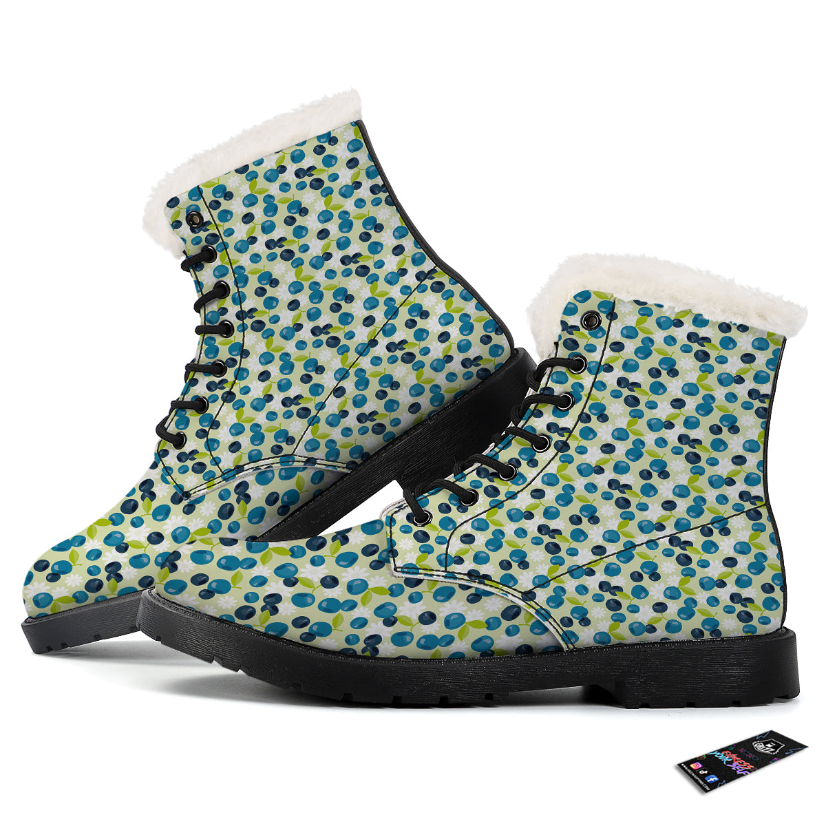 Blueberry And Daisy Print Pattern Winter Boots-grizzshop