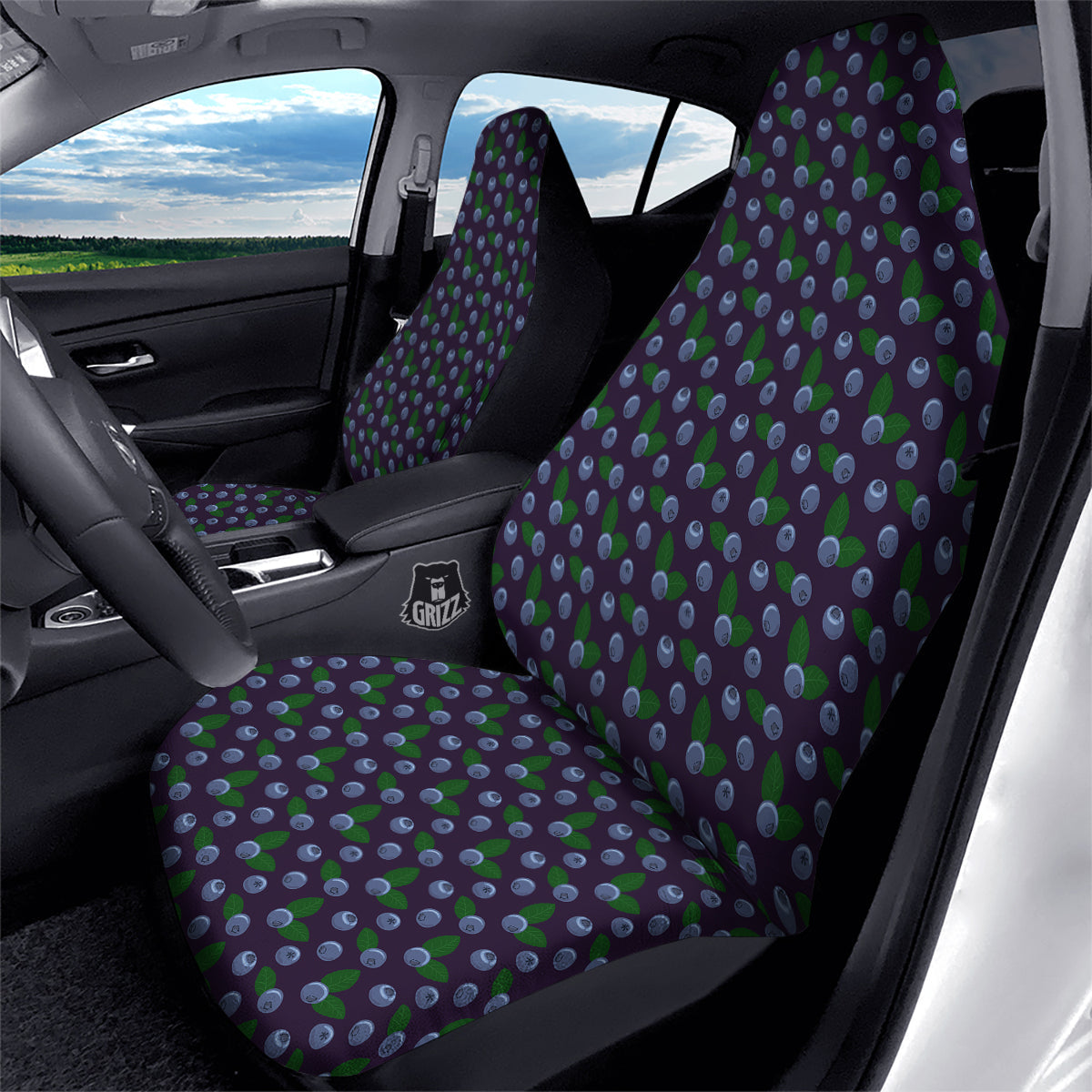 Blueberry And Leaf Print Pattern Car Seat Covers-grizzshop