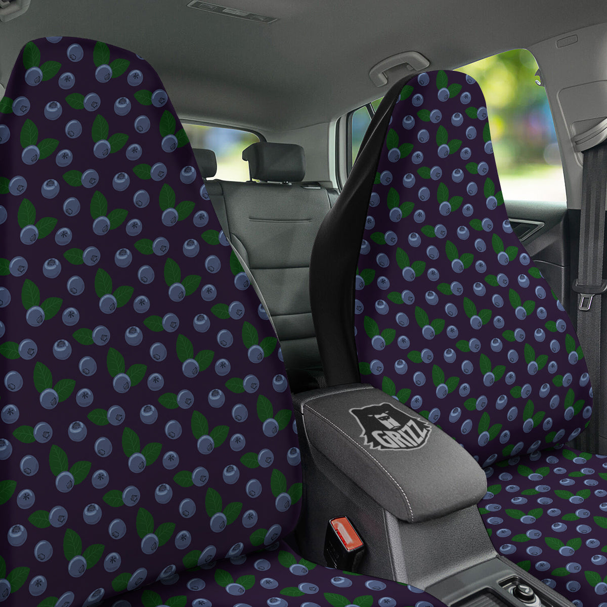 Blueberry And Leaf Print Pattern Car Seat Covers-grizzshop