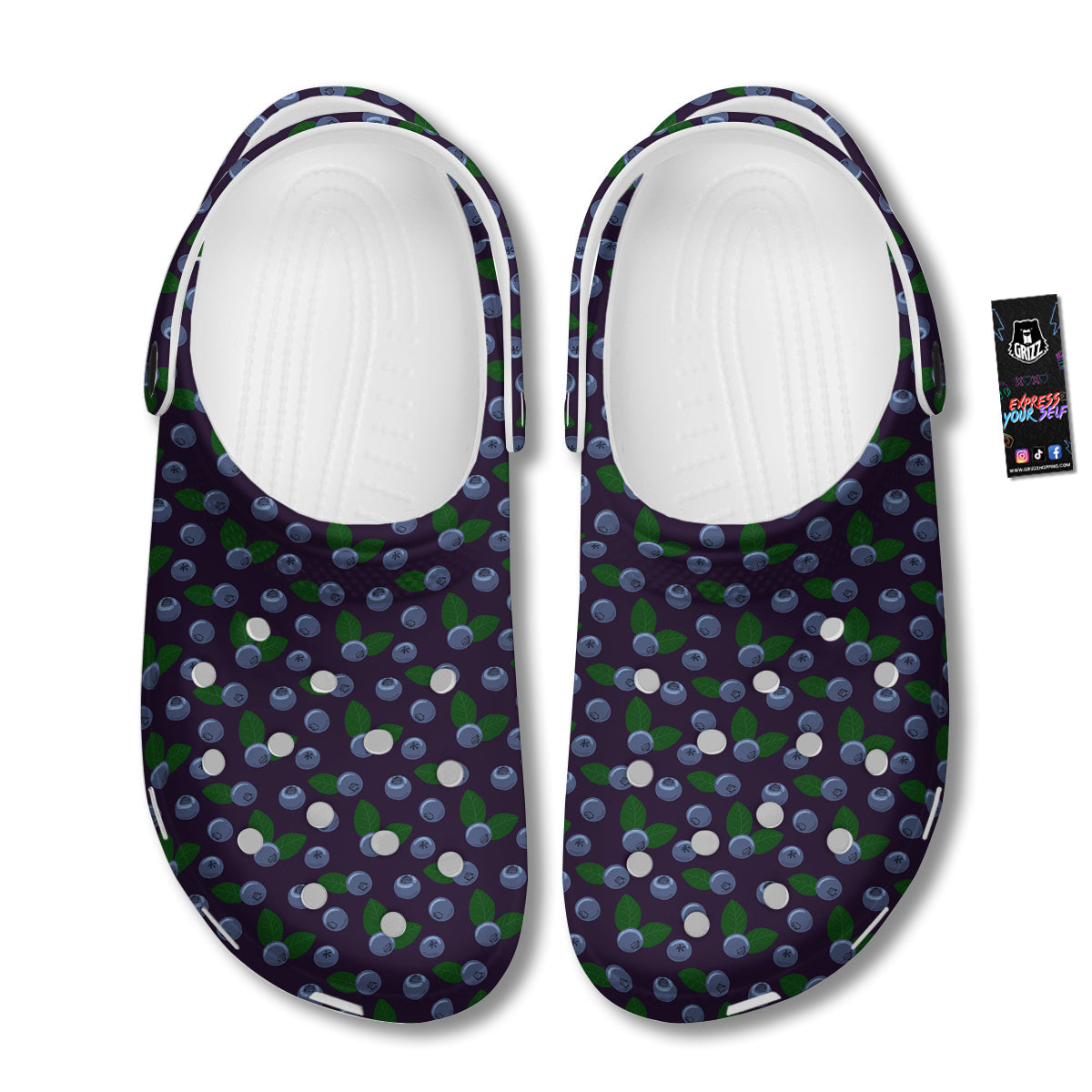 Blueberry And Leaf Print Pattern Clog-grizzshop
