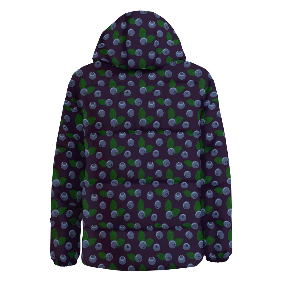 Blueberry And Leaf Print Pattern Down Jacket-grizzshop
