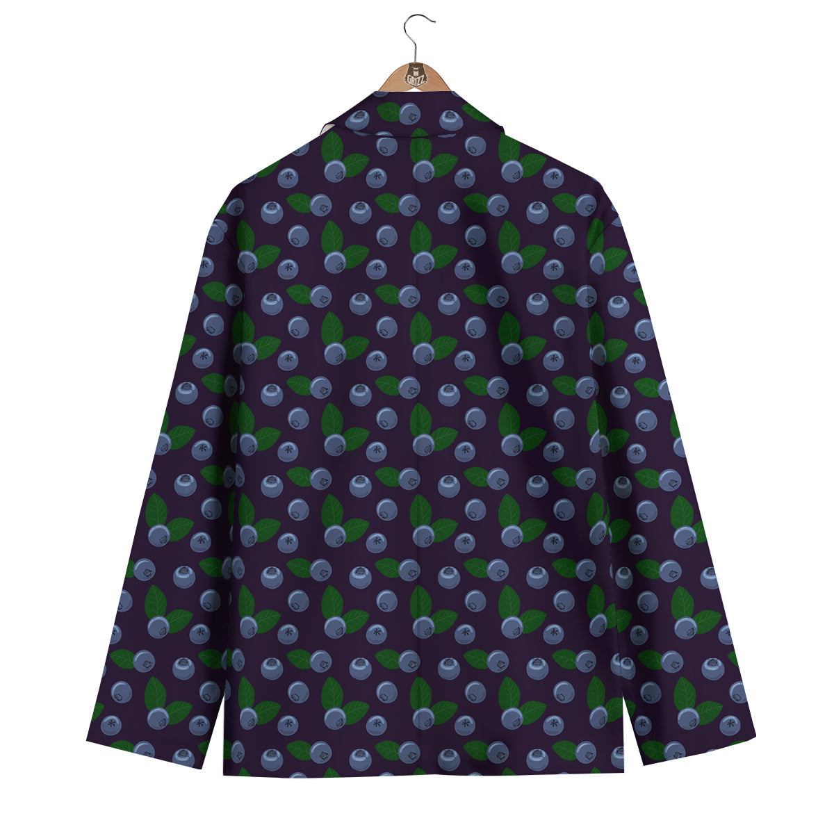 Blueberry And Leaf Print Pattern Men's Blazer-grizzshop