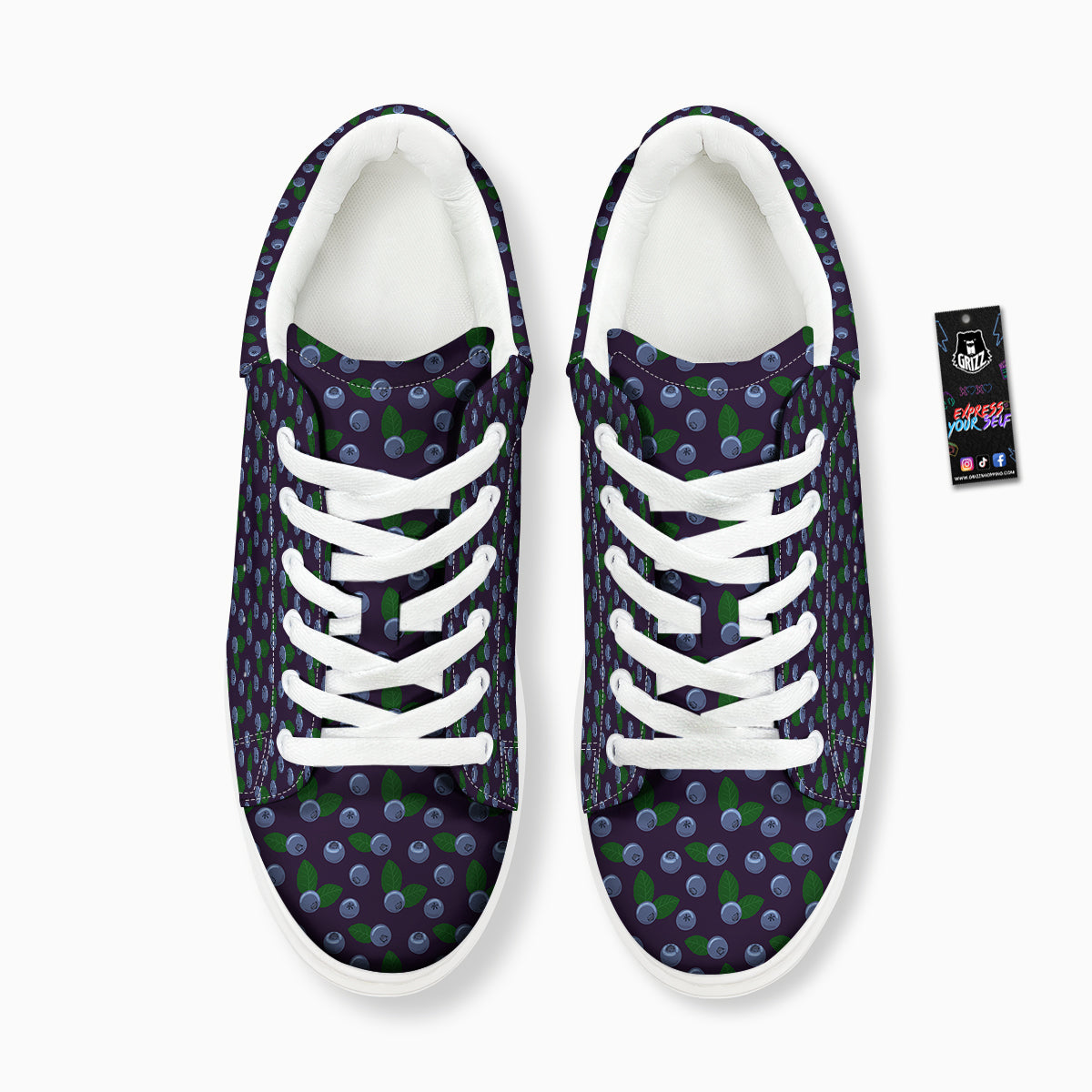 Blueberry And Leaf Print Pattern Platform Shoes-grizzshop
