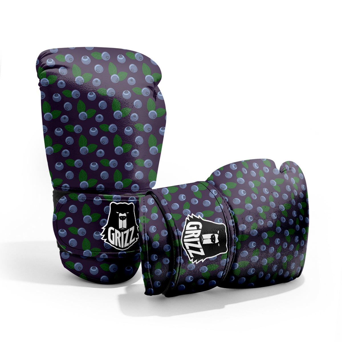 Blueberry And Leaf Print Pattern Pro Boxing Glove