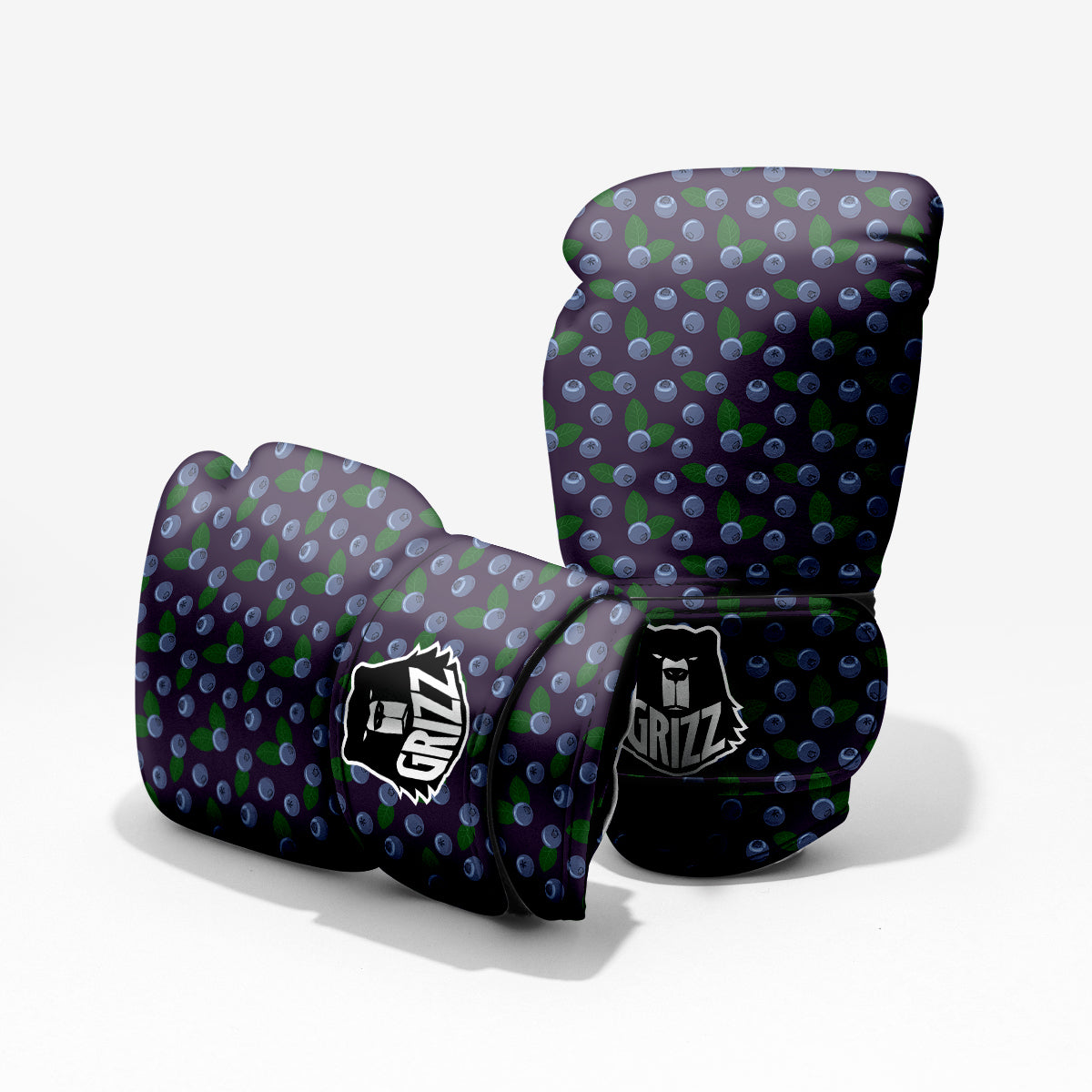 Blueberry And Leaf Print Pattern Pro Boxing Glove