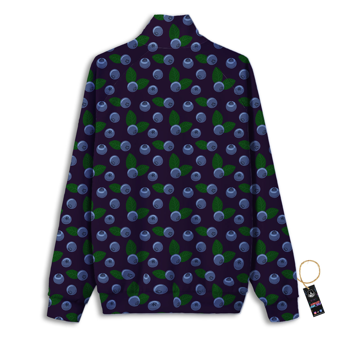 Blueberry And Leaf Print Pattern Track Jacket-grizzshop