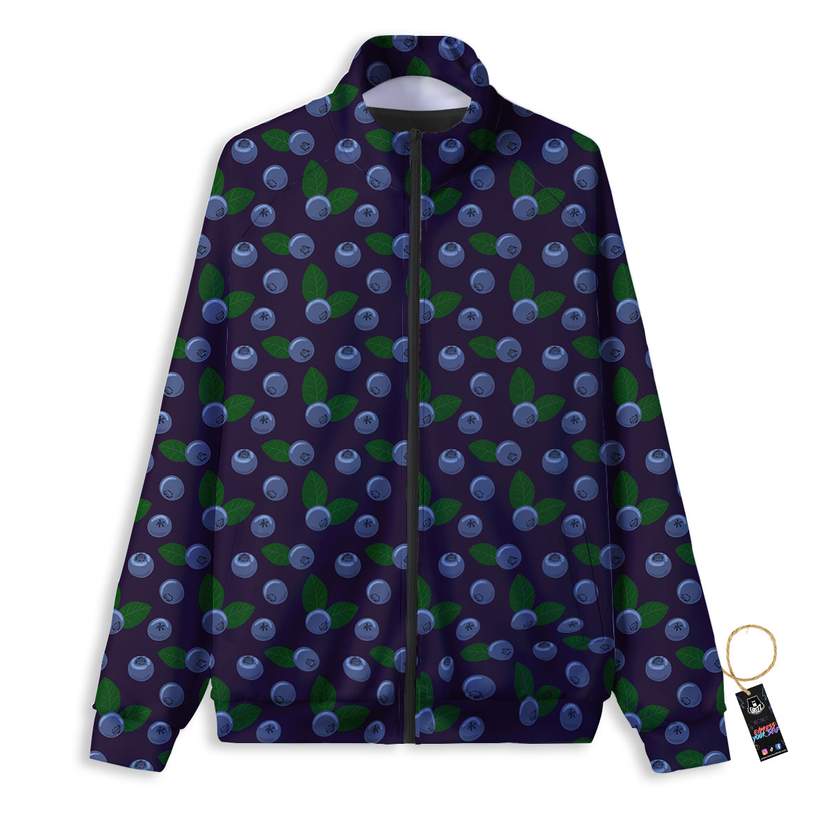 Blueberry And Leaf Print Pattern Track Jacket-grizzshop