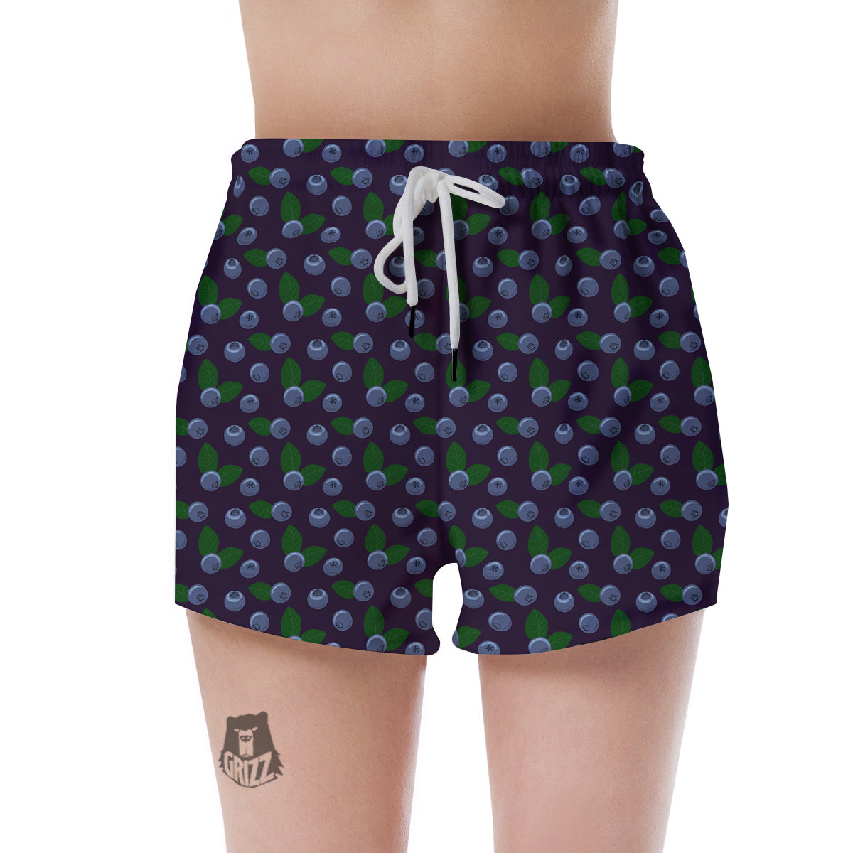 Blueberry And Leaf Print Pattern Women's Shorts-grizzshop