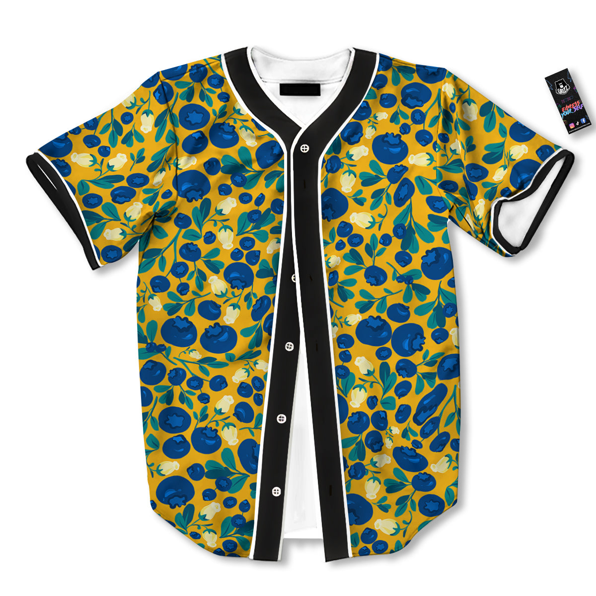 Blueberry Yellow Print Pattern Baseball Jersey-grizzshop