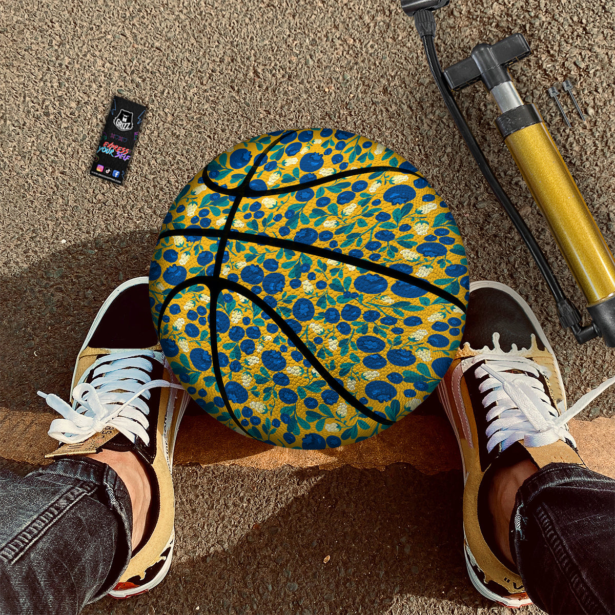 Blueberry Yellow Print Pattern Basketball-grizzshop