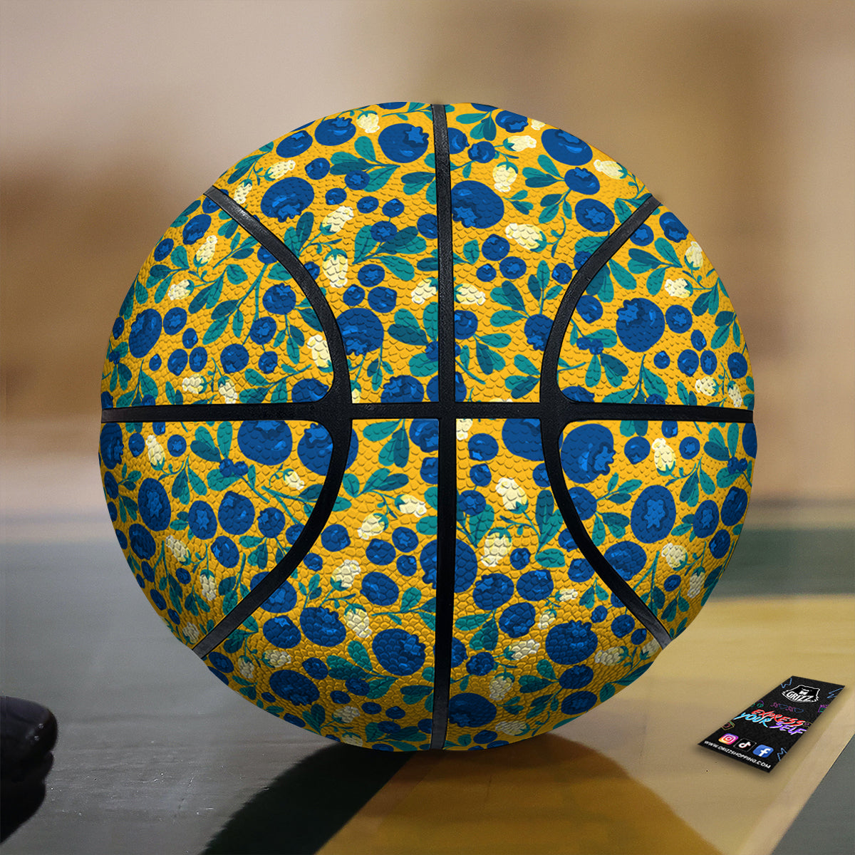 Blueberry Yellow Print Pattern Basketball-grizzshop