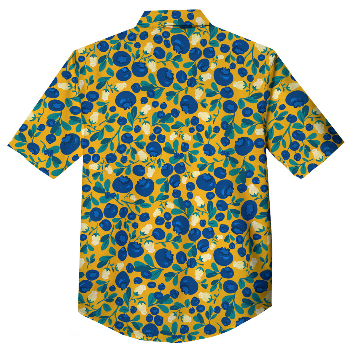 Blueberry Yellow Print Pattern Button Up Shirt-grizzshop