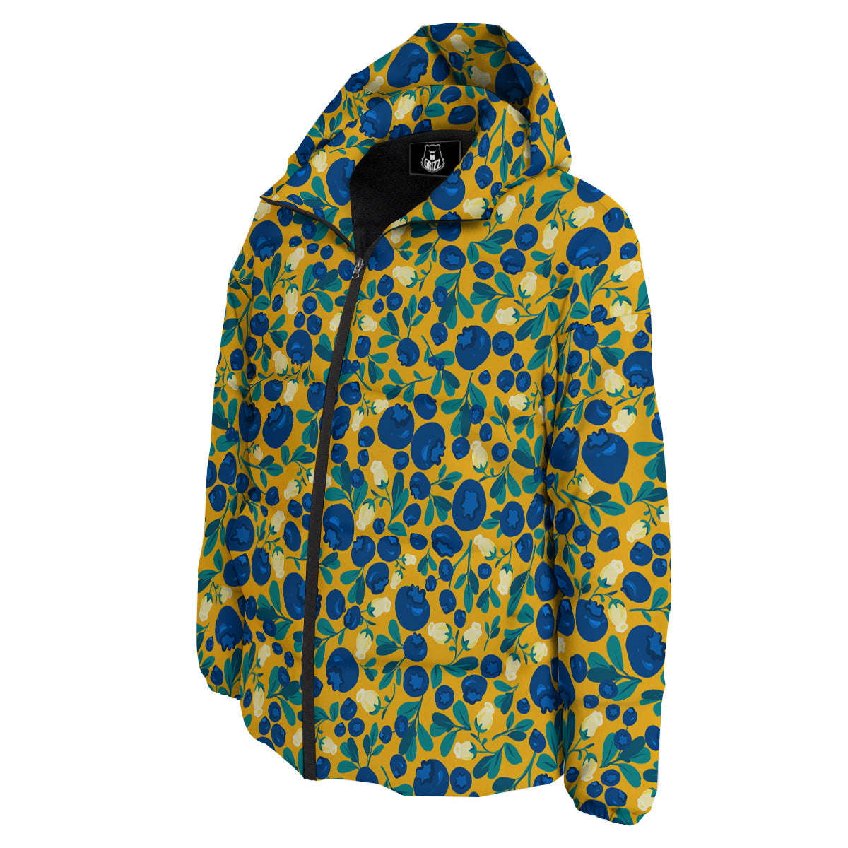 Blueberry Yellow Print Pattern Down Jacket-grizzshop