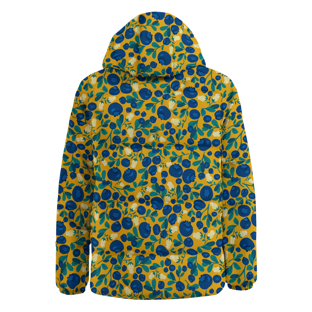 Blueberry Yellow Print Pattern Down Jacket-grizzshop
