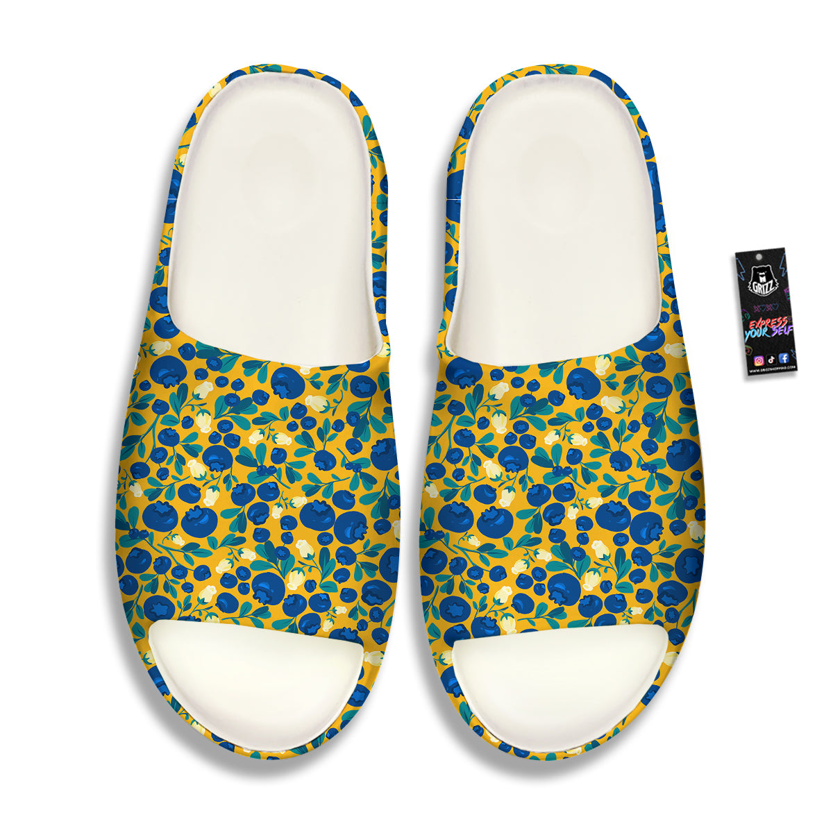 Blueberry Yellow Print Pattern Sandals-grizzshop