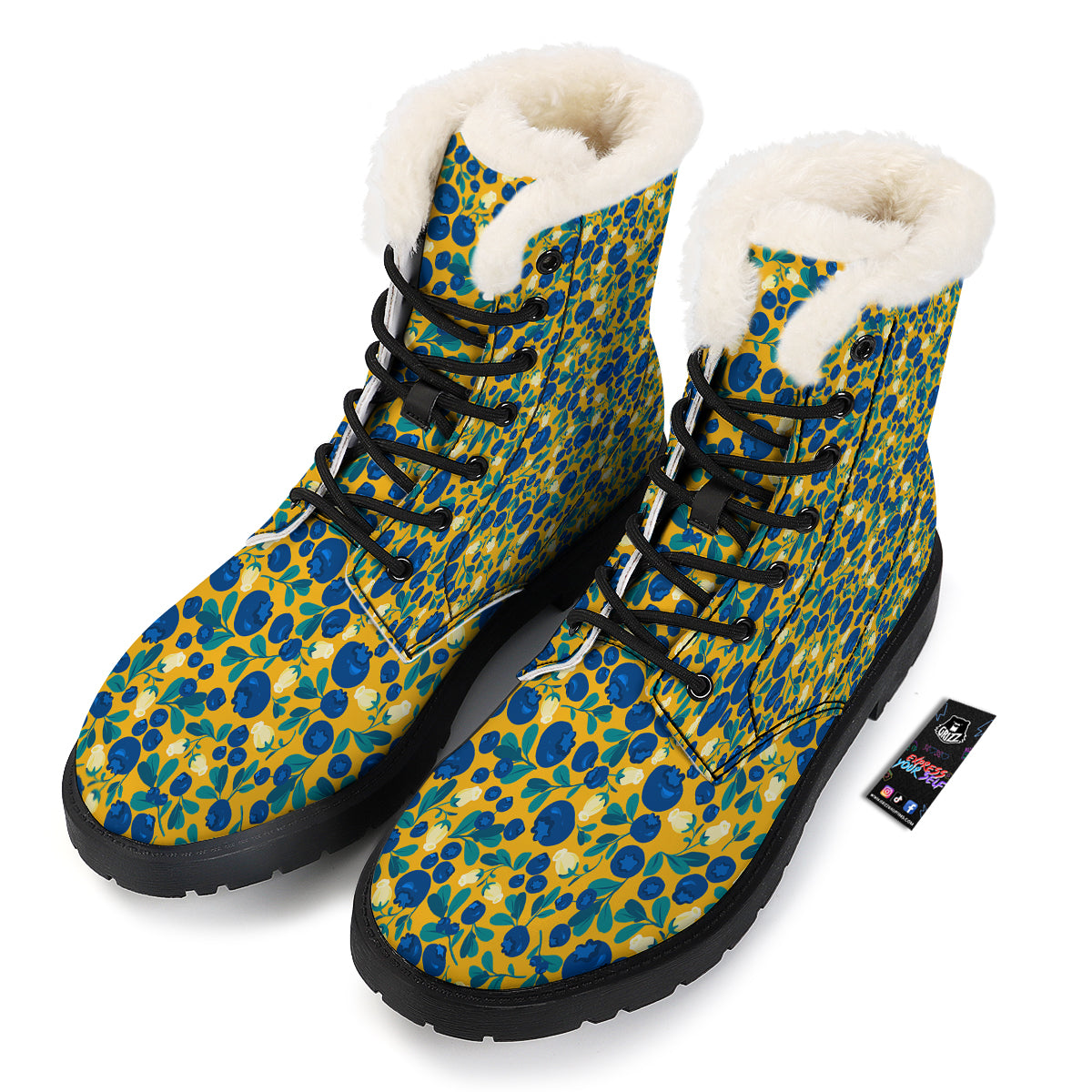 Blueberry Yellow Print Pattern Winter Boots-grizzshop