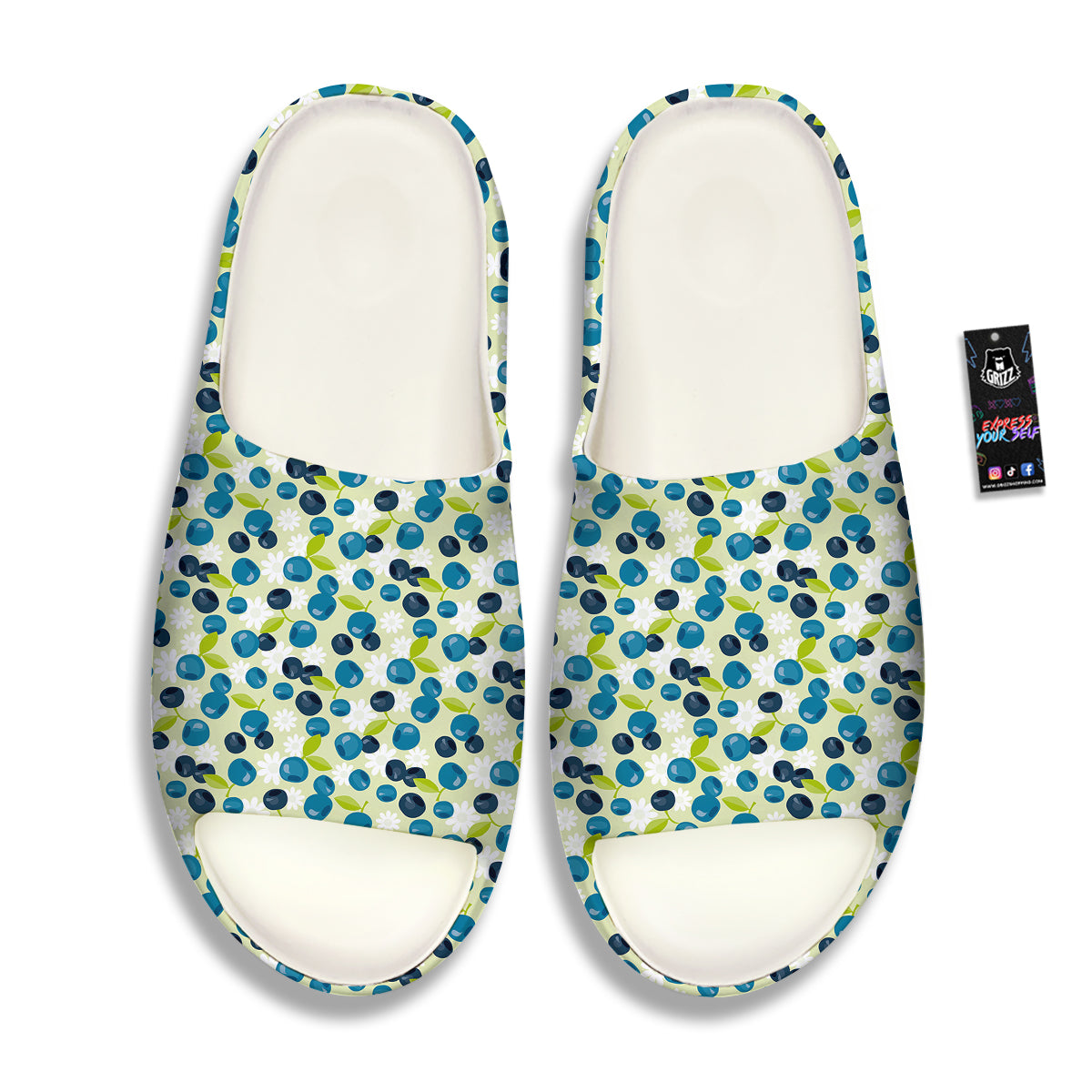 Blueberry And Daisy Print Pattern Sandals-grizzshop