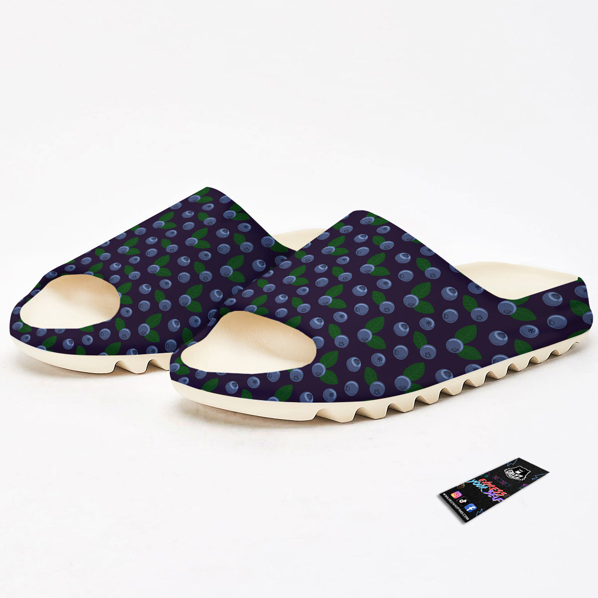 Blueberry And Leaf Print Pattern Sandals-grizzshop