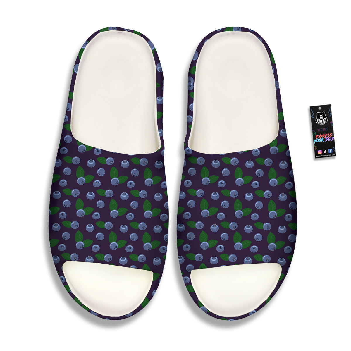 Blueberry And Leaf Print Pattern Sandals-grizzshop