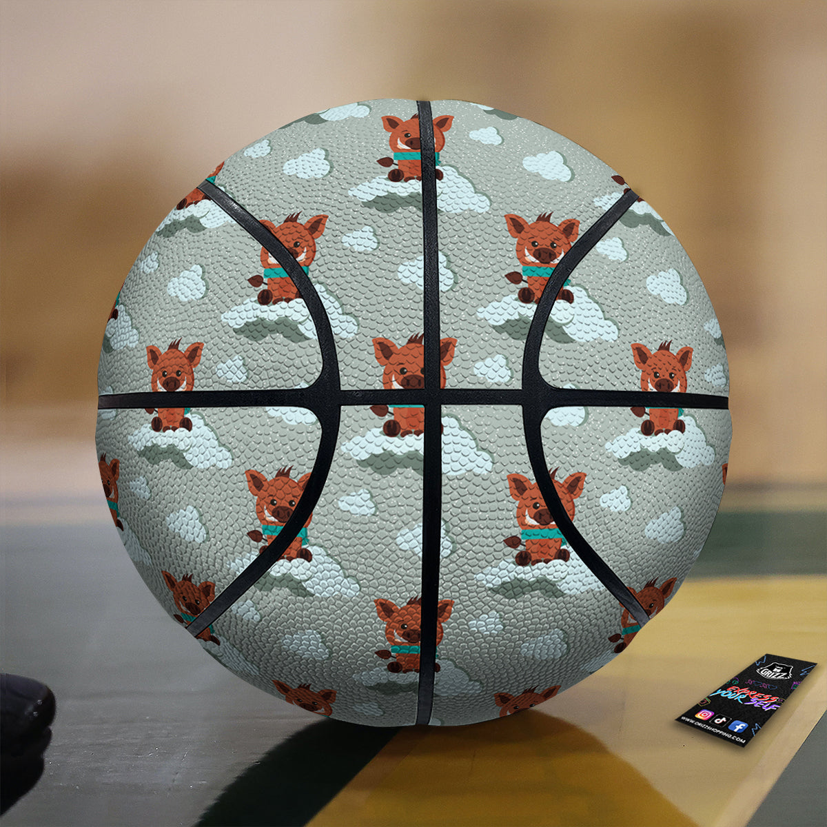 Boar And Cloud Print Pattern Basketball-grizzshop