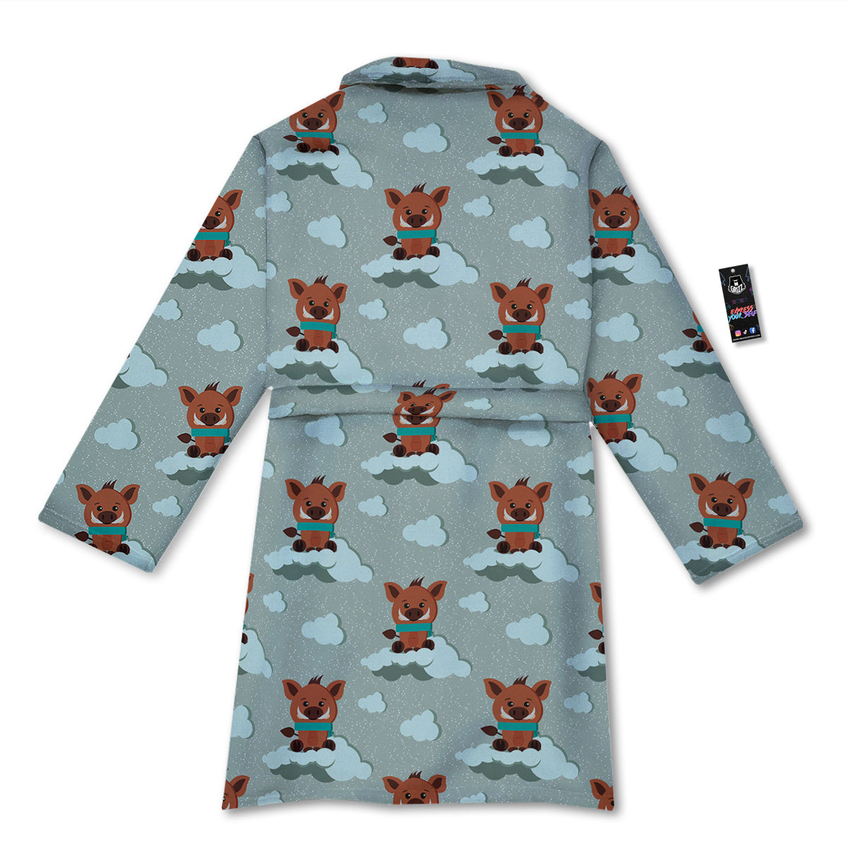 Boar And Cloud Print Pattern Bathrobe-grizzshop