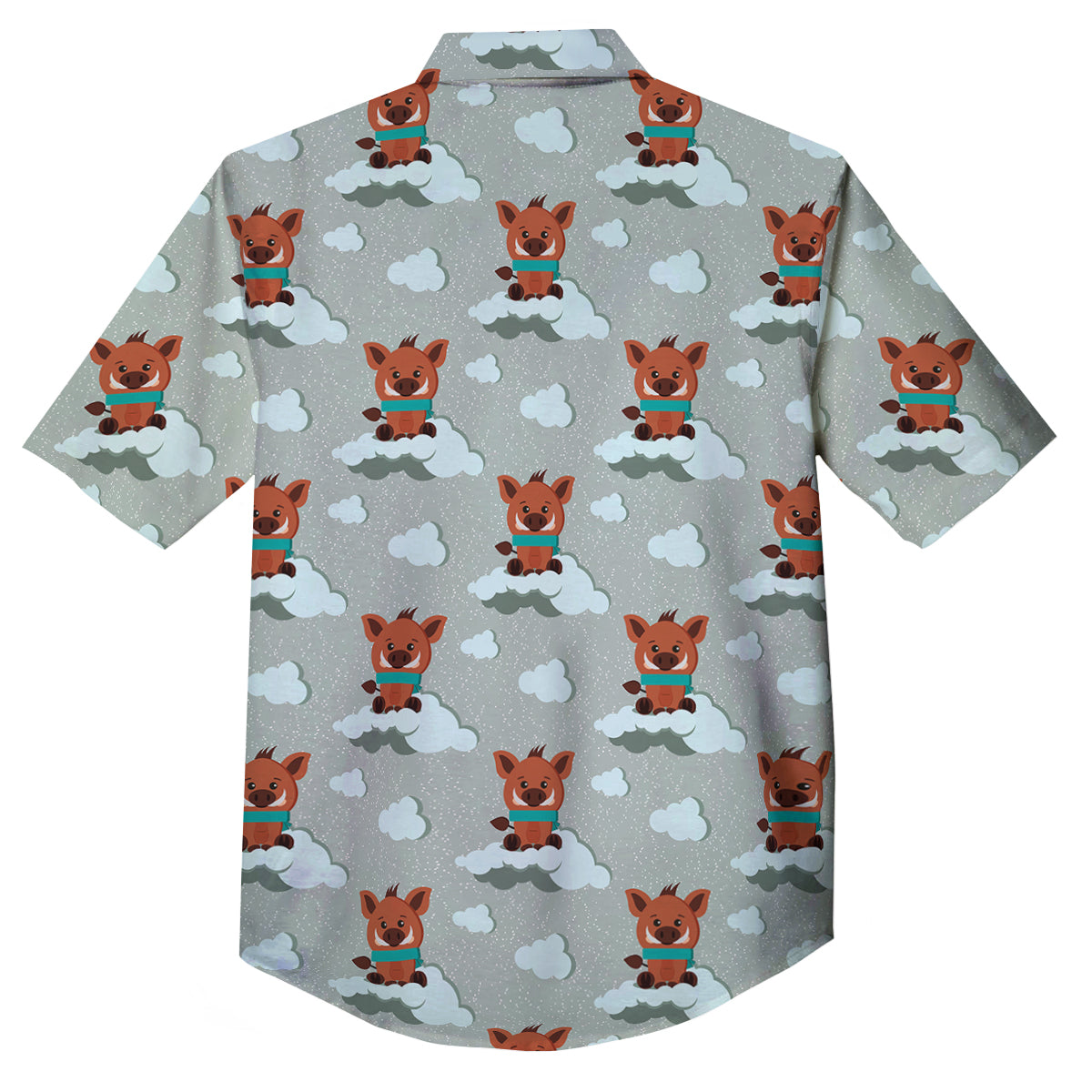 Boar And Cloud Print Pattern Button Up Shirt-grizzshop