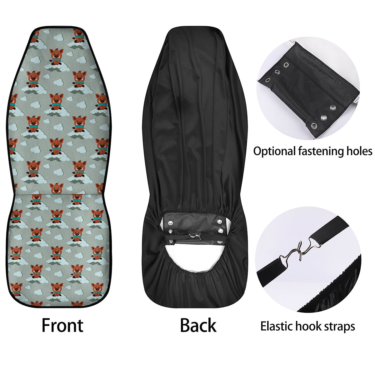 Boar And Cloud Print Pattern Car Seat Covers-grizzshop